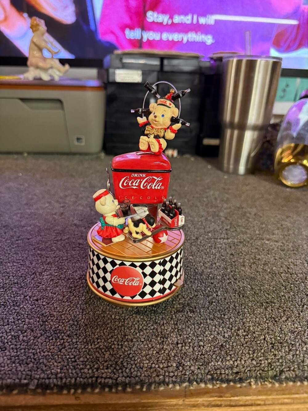 1995 Enesco Coca-Cola 'Serving Up Fun' Mini Action Musical Figurine